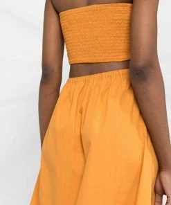Faithfull The Brand Orange 'Deva' Strapless Dress