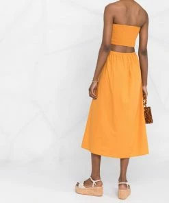 Faithfull The Brand Orange 'Deva' Strapless Dress