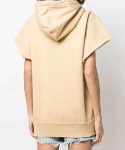 Isabel Marant Etoile Honey Toned Oversized 'Milesy' Short Sleeve Logo Hoodie Clothing