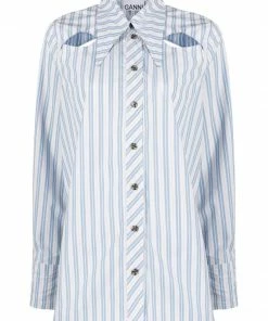 Ganni 'Oversized Striped Cut Out Detail Shirt' New In