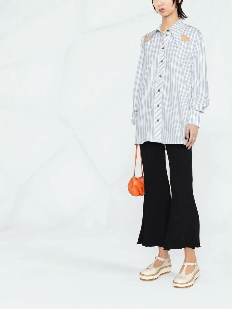 Ganni 'Oversized Striped Cut Out Detail Shirt' New In 4 Ganni 'Oversized Striped Cut Out Detail Shirt' New In