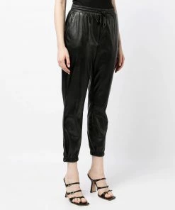 Paige 'Viviette' Faux Leather Cropped Joggers Clothing
