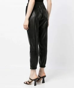 Paige 'Viviette' Faux Leather Cropped Joggers Clothing