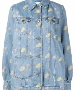 Ganni 'Painted Floral Denim Jacket'