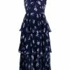 Self Portrait 'Pansy Print Chiffon Crossover Midi Dress'