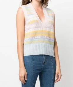 Ganni New In 'Pastel Logo Detail Sweater Vest'