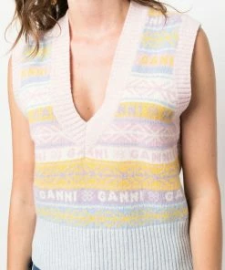 Ganni New In 'Pastel Logo Detail Sweater Vest'