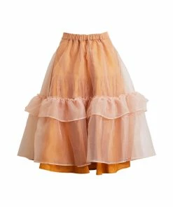 Rabens Saloner Mustard 'Pilar' Layered Organza Skirt Clothing