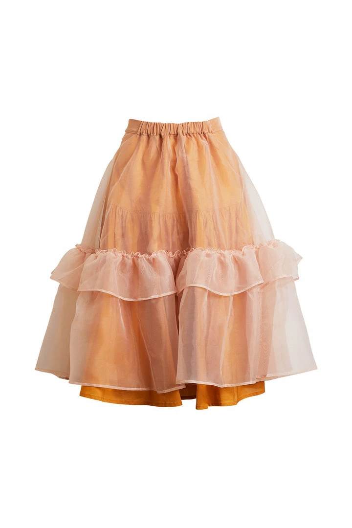 Rabens Saloner Mustard 'Pilar' Layered Organza Skirt Clothing 3 Rabens Saloner Mustard 'Pilar' Layered Organza Skirt Clothing