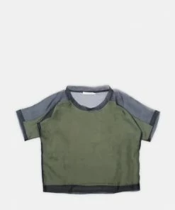 Rabens Saloner Green And Black 'Pim' Layered Organza Top