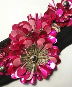 DRIES VAN NOTEN Accessories Pink ‘Goodie’ Embellished Fabric Necklace
