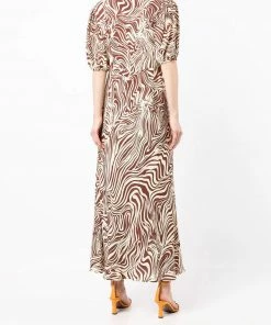 Rixo London ‘Poppy' Marble Zebra Print Midi Dress