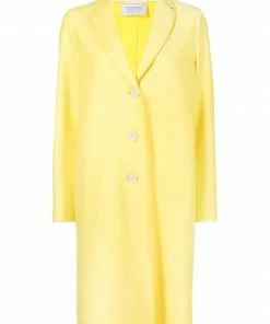 Harris Wharf London Clothing Yellow 'Pressed Wool Light Overcoat'