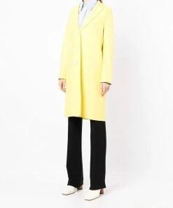 Harris Wharf London Clothing Yellow 'Pressed Wool Light Overcoat'