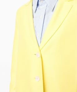 Harris Wharf London Clothing Yellow 'Pressed Wool Light Overcoat'
