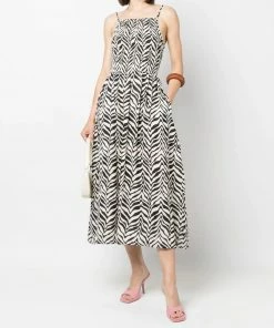 Faithfull The Brand Printed 'Nolie' Shirred Midi Dress Clothing
