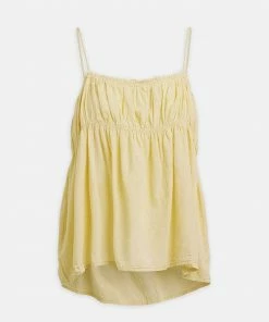Rabens Saloner Yellow ‘Hailey’ Gathered Top Clothing