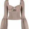 Self Portrait 'Ribbed Knit Bow Bust Top' New In