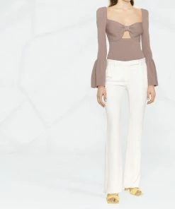 Self Portrait 'Ribbed Knit Bow Bust Top' New In