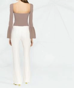 Self Portrait 'Ribbed Knit Bow Bust Top' New In