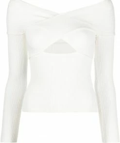 Self Portrait New In 'Ribbed Knit Crossover Top'