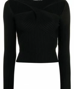 Self Portrait 'Ribbed Knit Cut Out Top'