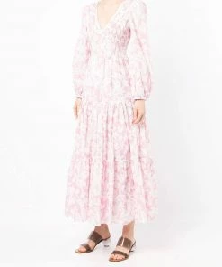 Rixo London 'Brooke' Shirred Floral Palm Maxi Dress
