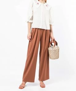 Rixo London 'Dallas' Embroidered Collar Shirt