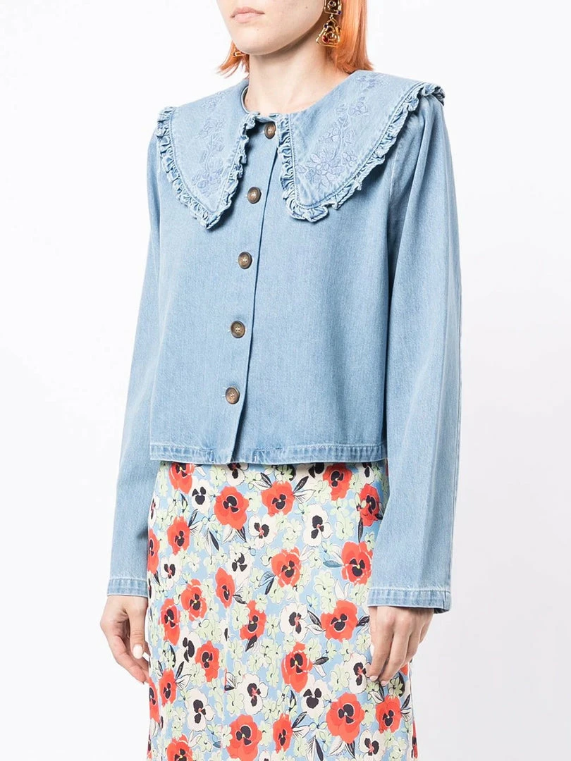 Rixo London 'Debbie' Embroidered Denim Shacket 5 Rixo London 'Debbie' Embroidered Denim Shacket