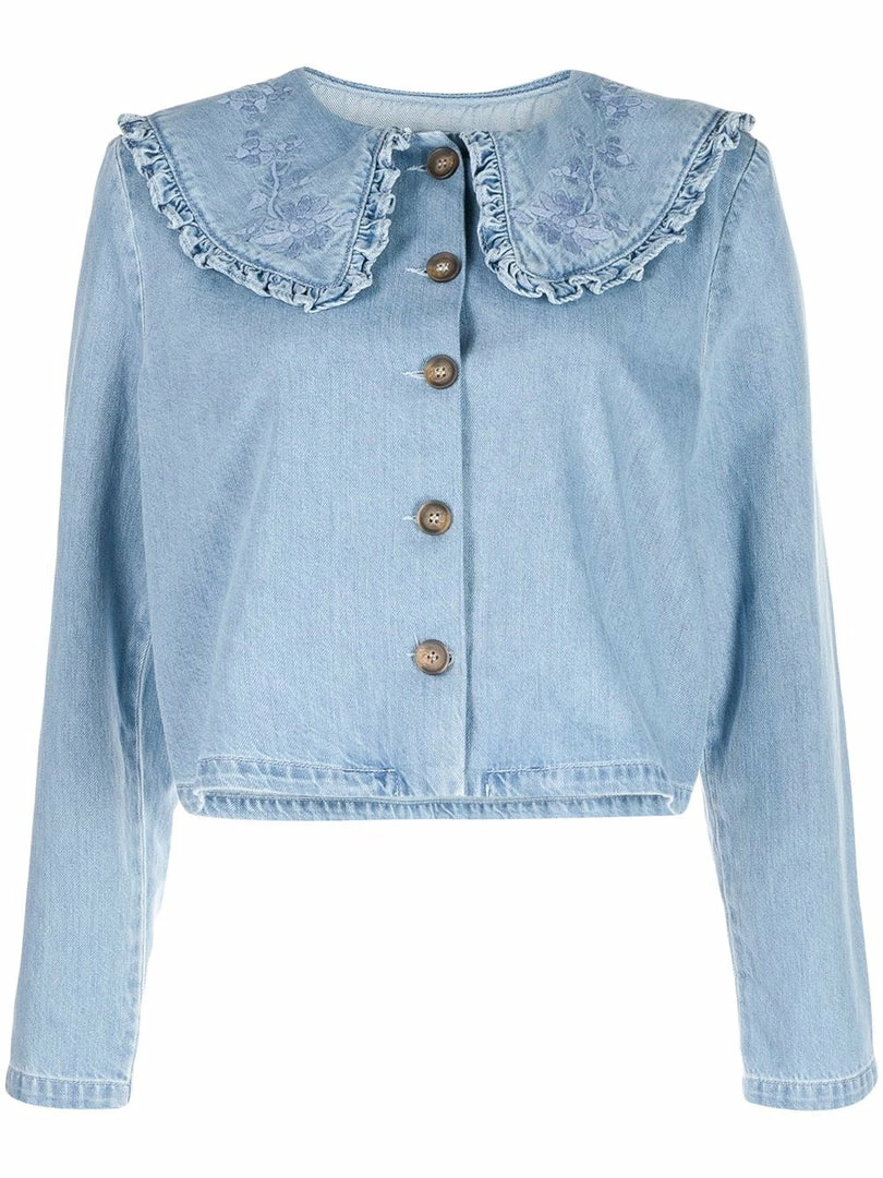 Rixo London 'Debbie' Embroidered Denim Shacket 3 Rixo London 'Debbie' Embroidered Denim Shacket