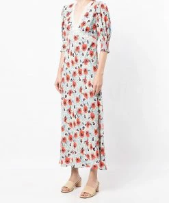 Rixo London 'Gemma' Pansy Floral Midi Dress