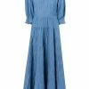 Rixo London ‘Kristen’ Tulip Embroidered Denim Midaxi Dress