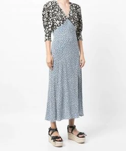 Rixo London 'Martha' Contrast Floral Midi Dress