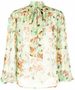 Rixo London 'Moss' Sheer Pussy Bow Floral Blouse 17 Rixo London 'Moss' Sheer Pussy Bow Floral Blouse
