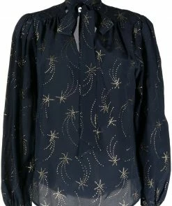 Rixo London ‘Moss’ Glitter Star Blouse