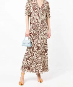 Rixo London ‘Poppy' Marble Zebra Print Midi Dress