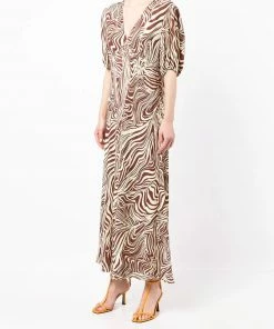 Rixo London ‘Poppy' Marble Zebra Print Midi Dress