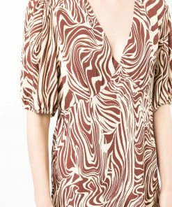 Rixo London ‘Poppy' Marble Zebra Print Midi Dress