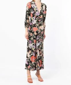 Rixo London 'Rose' Open Back Floral Midi Dress