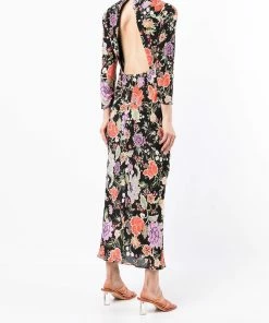 Rixo London 'Rose' Open Back Floral Midi Dress