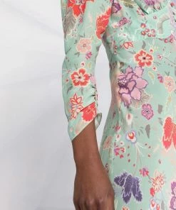 Rixo London 'Selma' Mint Peony Floral Midi Dress