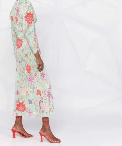 Rixo London 'Selma' Mint Peony Floral Midi Dress