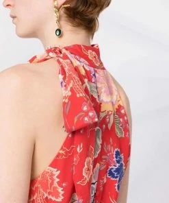 Rixo London 'Valerie' Neck Tie Floral Midi Dress