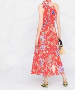 Rixo London 'Valerie' Neck Tie Floral Midi Dress
