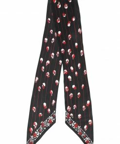 Rockins Scarves Black 'Striped Skull Skinny Scarf'