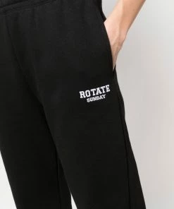 ROTATE 'Mimi' Black Logo Sweatpants Clothing