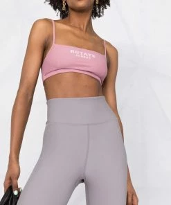 ROTATE Pink ‘Passio’ Logo Crop Top Clothing