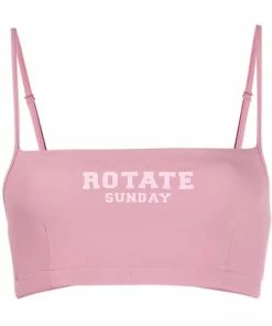 ROTATE Pink ‘Passio’ Logo Crop Top Clothing