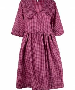 Ganni ‘Ruffled Collar Gingham Wrap Midi Dress’