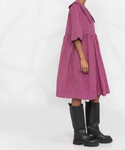 Ganni ‘Ruffled Collar Gingham Wrap Midi Dress’